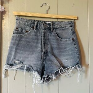 Zara Gray Frayed Jean Shorts